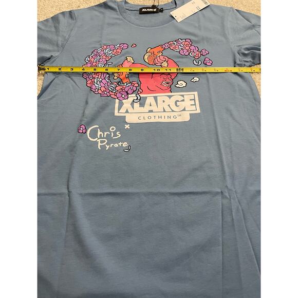NWT XLARGE x Chris Pyrate Men's Size Small Short Sleeve T-shirt Tee Blue - Picture 4 of 8